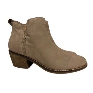 New earth Womens Size 7.5 Marisole Block Heel Casual Taupe Leather Booties